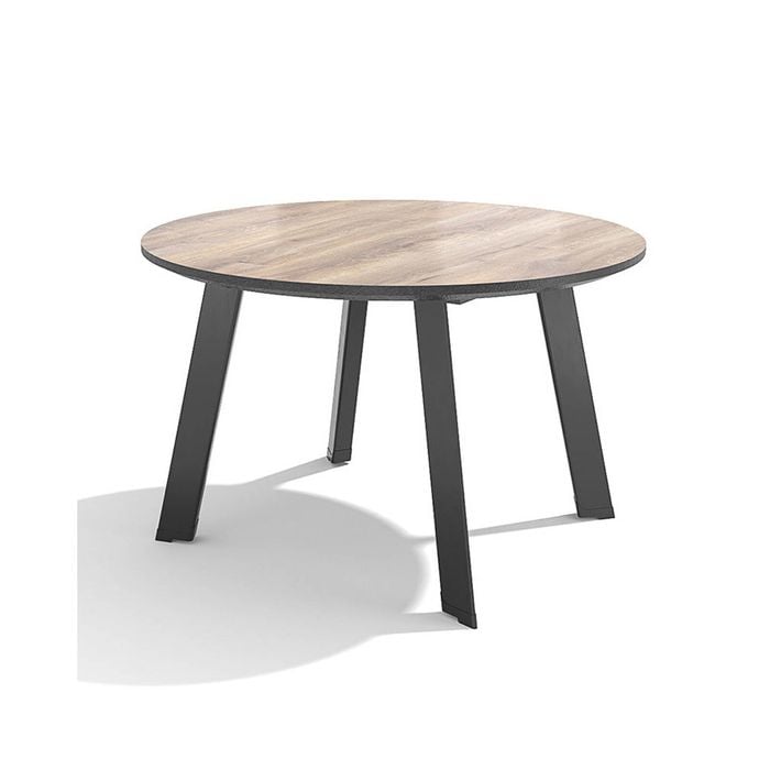 Modern Furniture MARCO Round Boardroom/ Dining Table 1.2M - Warm Oak & Black