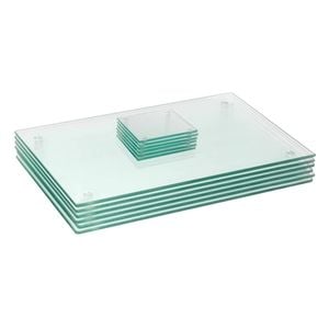 12pc Glass Placemats & Coasters Set - 40 x 30cm - Clear - Dining Table Protection Place Mats Cup Drink Coasters