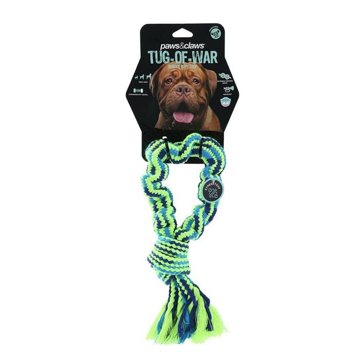 Paws & Claws Tug-Of-War Bungee Rope Loop 33cm Blue/Green