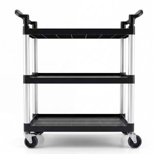 Monvelo Trolley Cart with Wheels 3 Tier Organizer Rolling Kitchen Black
