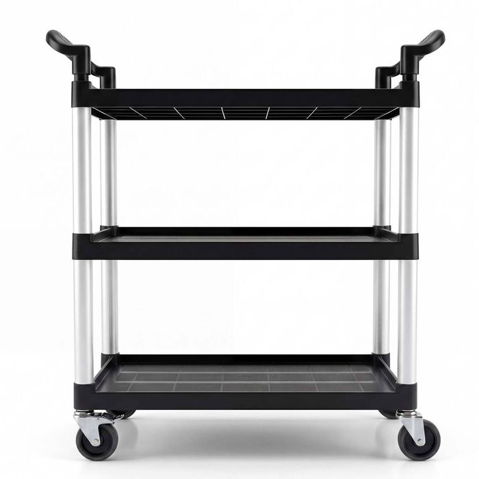 Monvelo Trolley Cart with Wheels 3 Tier Organizer Rolling Kitchen Black