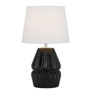Telbix Greet Modern Table Desk Lamp Light Fabric Ceramic Black White Gloss