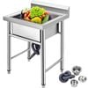 VEVOR Handmade Sink Silver Non-magnetic Stainless Steel for Farmhouse Cafe Shop Hospital
