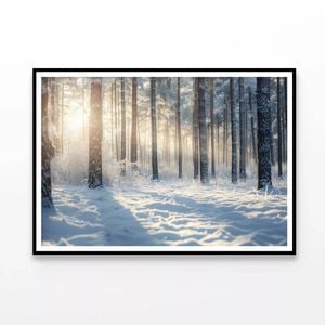 Snowy Forest with Trees  Print 100% Australian Made 90x60cm  (Poster)