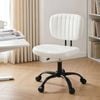 HOMFURN Armless Office Chair with Wheels – Ergonomic PU Leather Task Chair, Height Adjustable 45-54cm, 360° Swivel, White