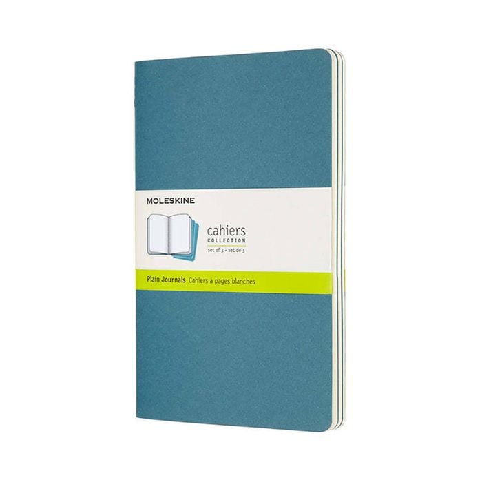 3pc Moleskine Cahier Soft Cover Notebook/journal Plain Set Brisk Blue Large