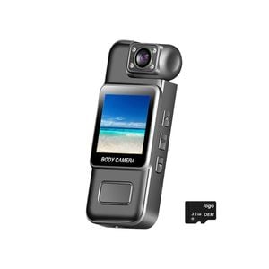 4k Hd Body Camera With Night Vision Rotating Lens Portable Security Cam With Free 32gb Tf Card