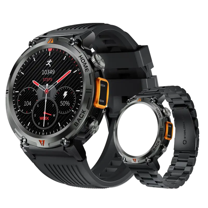 Lifebay Smart Watch with Flashlight:Wireless Activity Tracker - Black/Orange