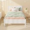 Oikiture Scalloped Bed Wooden Kids Bed Frame Single White