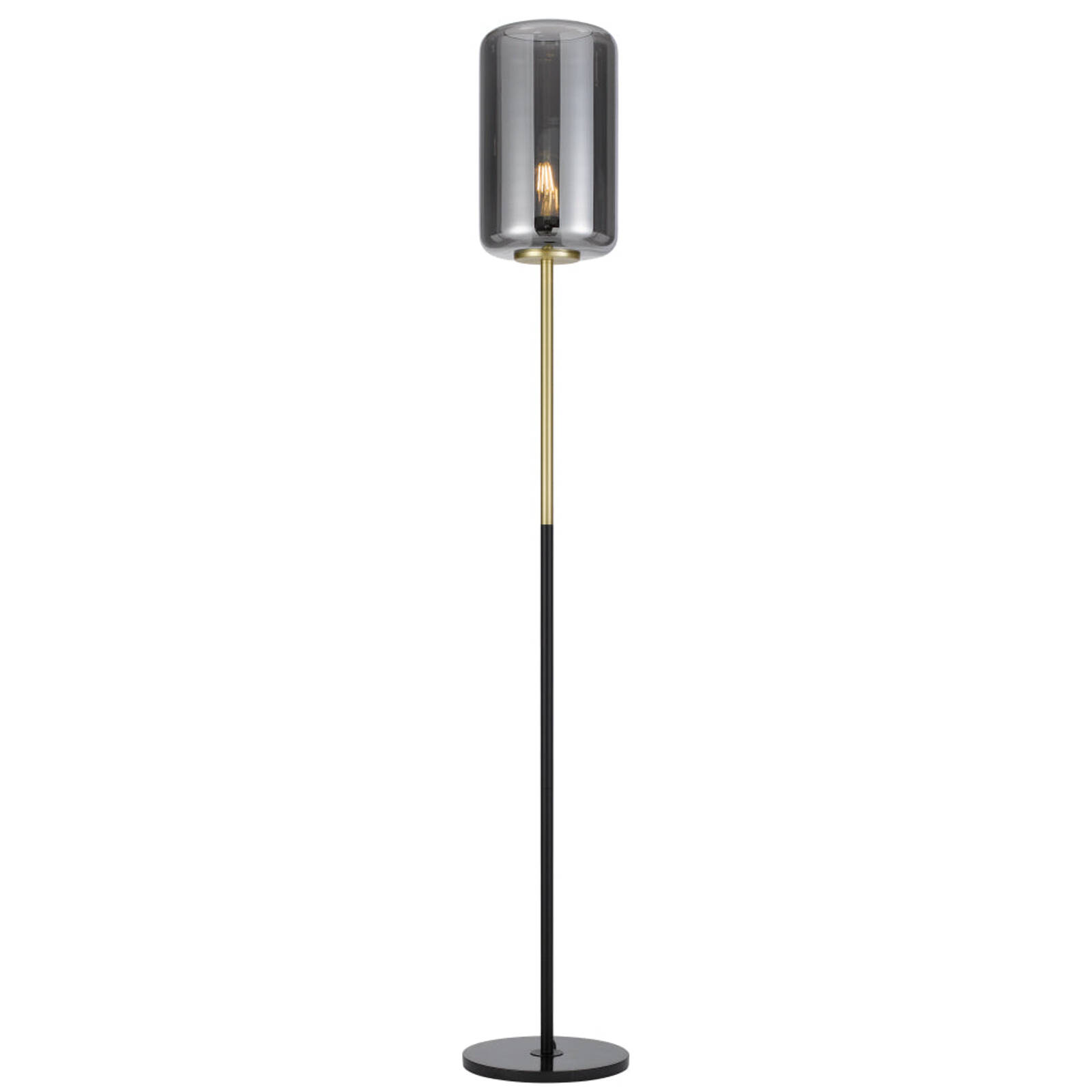 Telbix Korova Modern Standing Floor Lamp Light Marble Glass Metal Black Marble Brass Matt Smoke product image
