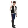 Han Solo Kids Halloween Costume with White Shirt Vest and Blue Pants with Boot Tops, Large