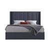 Gas Lift Queen Bed Frame Non-woven Fabric MDF KD Slats in Black