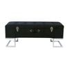 P&P Sleek Black Velvet Storage Ottoman with Silver Iron Base 105x40x42cm