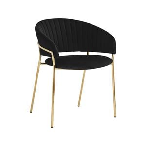 Lex dining chair in velvet and gold legs - Black