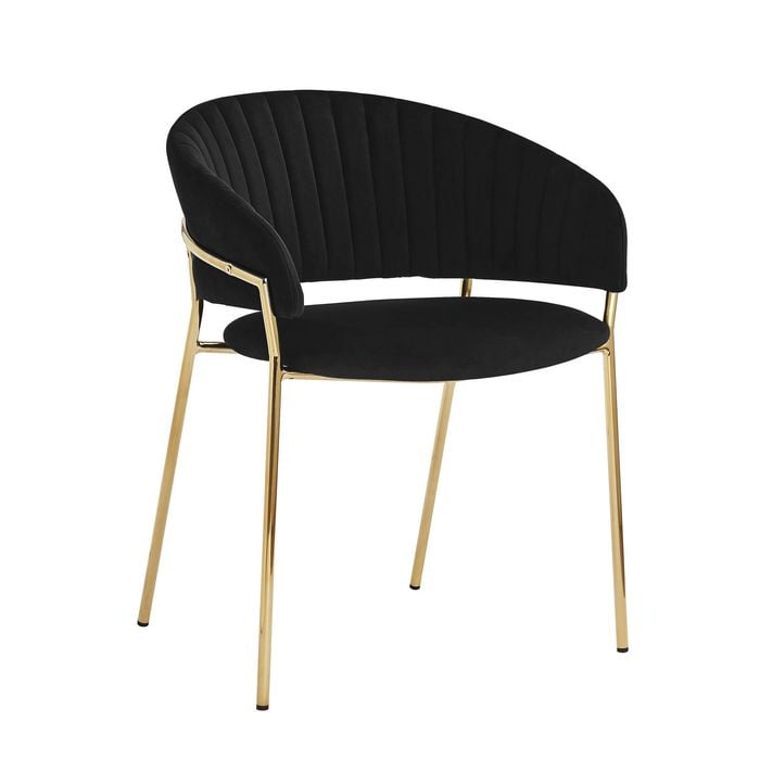 Lex dining chair in velvet and gold legs - Black