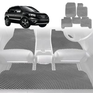 6D Diamond Car Floor Mats for Renault KOLEOS 2016-Current-Full Set-Grey-Outback GT