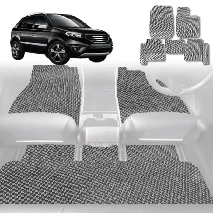 6D Diamond Car Floor Mats for Renault KOLEOS 2016-Current-Full Set-Grey-Outback GT