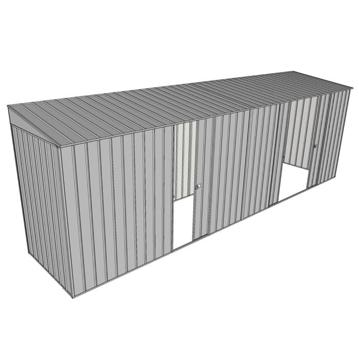 Build-A-Shed 1.2 x 6.0 x 2.0m Skillion Single with Double Sliding Side Doors Shed - Zinc