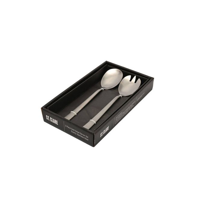 2pc St. Claire Nordic Salad Server Set Stainless Steel Serveware Matt Silver