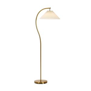 Oikiture Floor Lamp Standing Lamp Pleated Shade Metal Reading Lamp Golden