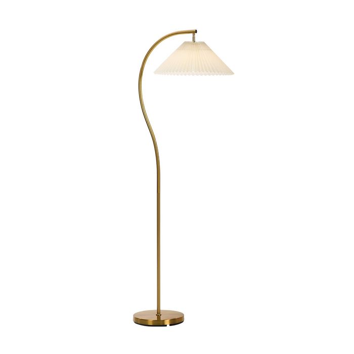 Oikiture Floor Lamp Standing Lamp Pleated Shade Metal Reading Lamp Golden