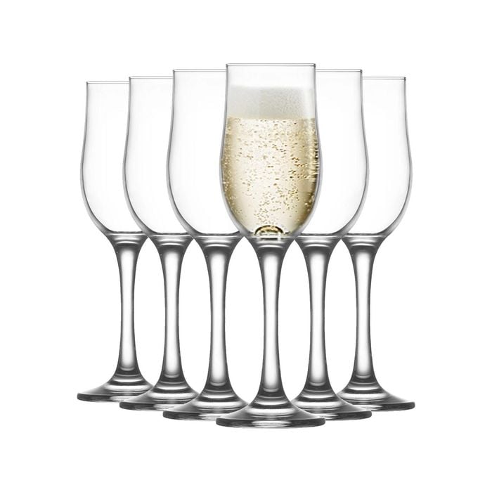 LAV Nevakar Glass Champagne Tulips - 195ml - Pack of 6 Champagne Flutes Wine Glasses