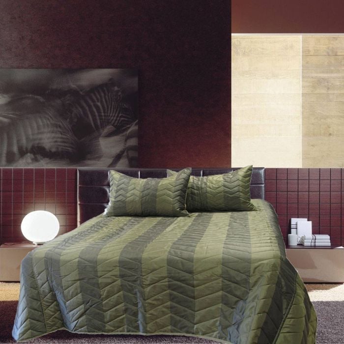 Rapee Faux Silk Coverlet Set Zig Zag Sage - Queen