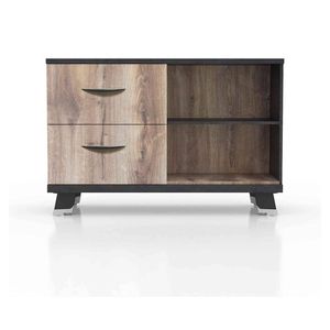 Modern Home HALDIS Credenza Small 120cm(W)x40cm(D)x80cm(H)- Oak & Black