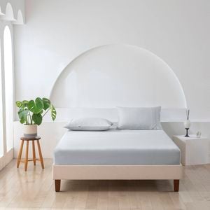 Essn 500tc Cotton Sateen Fitted Sheet Set Silver King Bed