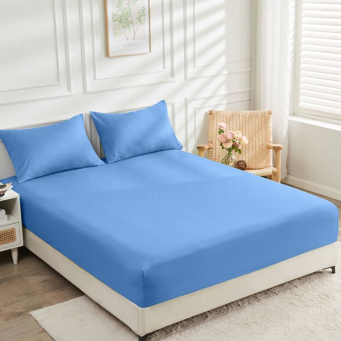 LINENOVA 2000TC Bamboo Blend Fitted Sheet Set - Ocean,Double