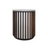 Lamp Table Round Shaped Top MDF Silver Mirror Micro cement Brown Base