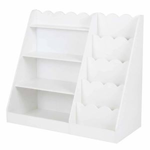 Costway Kids Bookshelf Toy Organizer 5-Tier Scalloped Shelf White