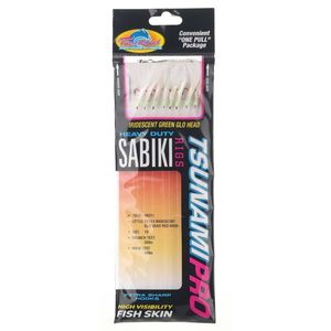 Tsunami TS119 Iridescent Glo Head Red Sabiki Live Bait Jig 10