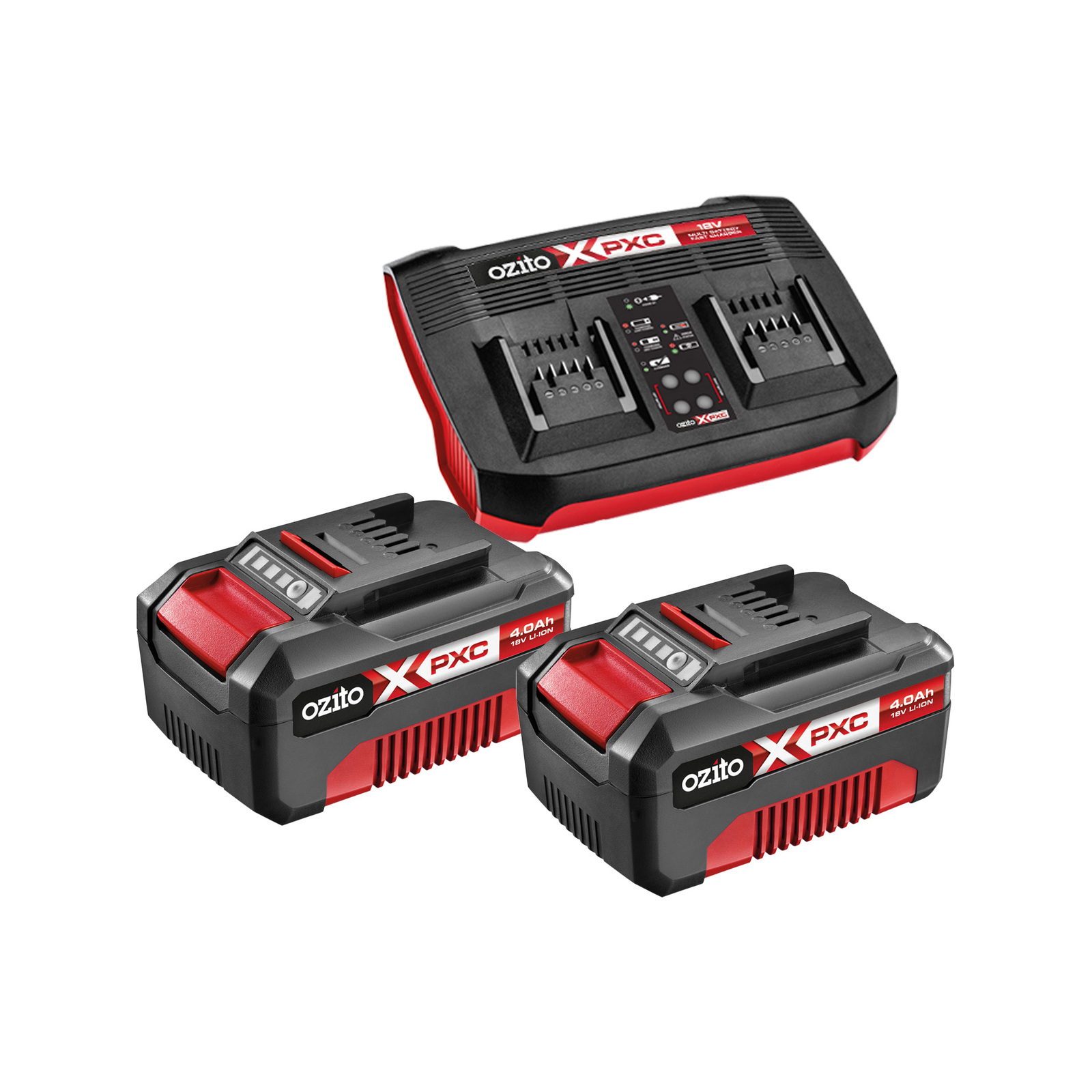 Ozito PXC 18V 2 x 4.0Ah Batteries And Multi Charger Pack Bunnings Australia