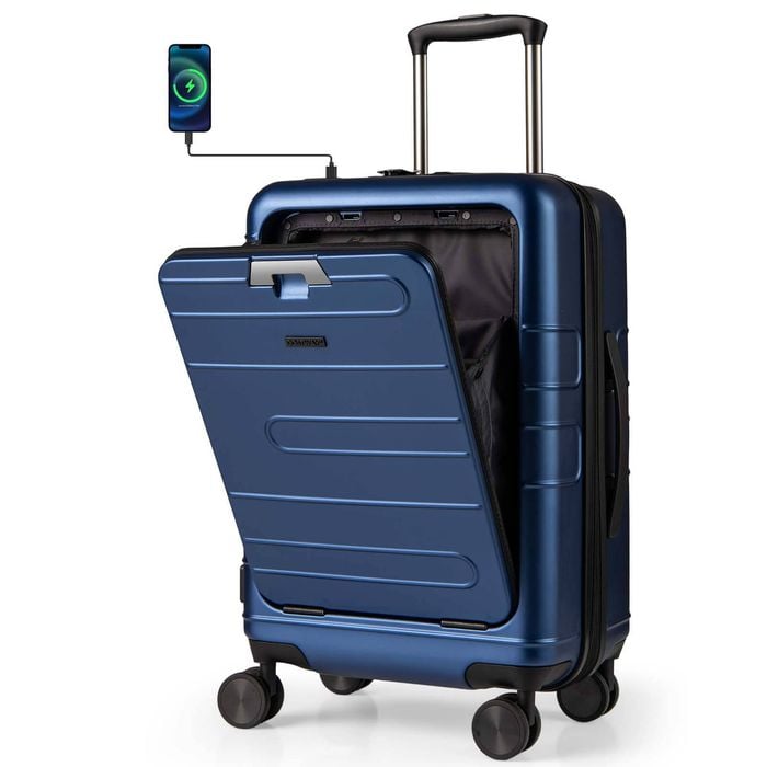 Costway Luggage Trolley Hard Suitcase W/double Tsa Lock Dark Blue