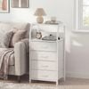 Advwin Bedside Table With Charging Station 4-drawer Fabric End Table With Storage Shelf  White
