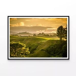 Grassy Hill And Trees With Sky  Print 100% Australian Made 90x60cm  (poster)