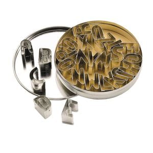 26pc Mastercraft Alphabet Cookie Metal Cutters In Tin Set - Silver