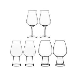 6pc Luigi Bormioli Birrateque Mixed Beer Drinking Glasses
