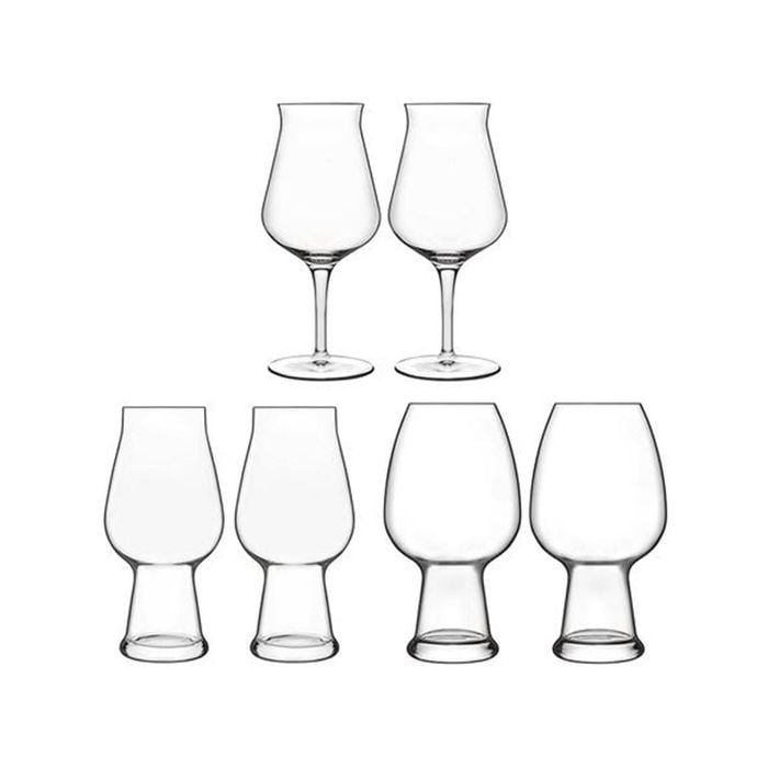6pc Luigi Bormioli Birrateque Mixed Beer Drinking Glasses