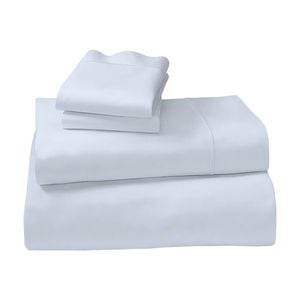 1000 Thread Count Cotton Rich Double Bed Sheet Set 4 Piece, Soft Feel Microfibre Blend, Solid Colour - Light Blue