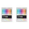 2x 12pc Tombow Twintone Dual Tip Marker Drawing Bullet/extra Fine Tip Pastels
