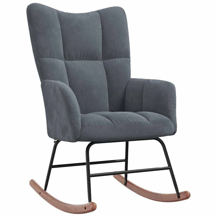 vidaXL Rocking Chair Dark Grey Velvet Armchair Relax Swing Seating Furniture