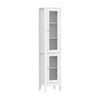 Artiss Storage Cabinet 160cm Tall Slim Floor Cupboard Glass Door White