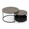 Costway 80cm & 60cm Nesting Coffee Table Set Of 2 Round End Table Grey