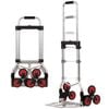 Advwin Stair Climbing Cart, 100kg Foldable Trolley With 6 Tpr Rubber Wheels & Bungee Cord For Stairs, Moving, Warehouse, Grey