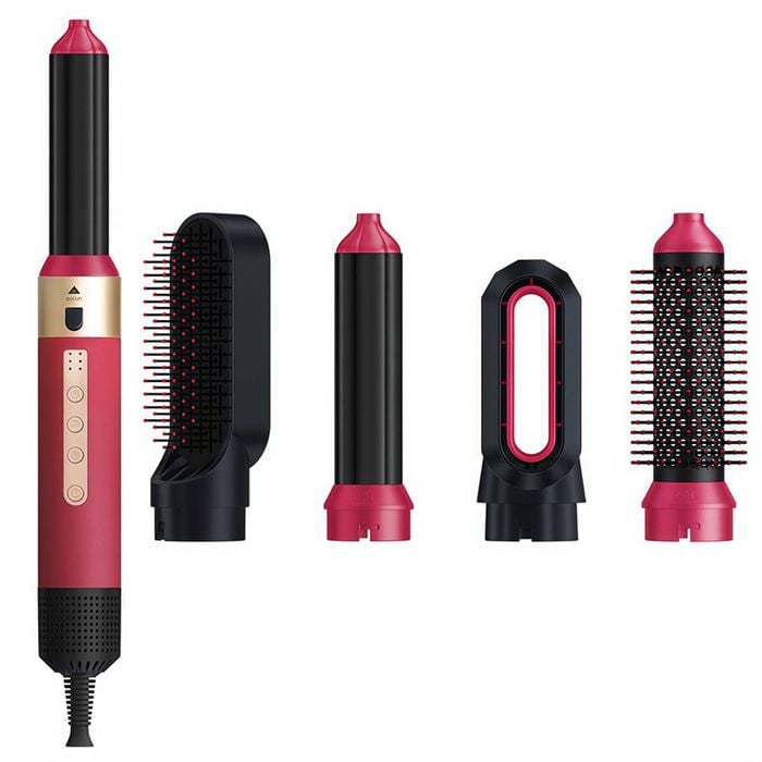 Catzon 5in1 Magic Hair Dryer Brush Styler Set for All Hair Types-Red