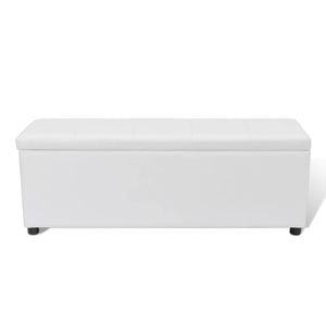 vidaXL Storage Ottoman 118cm Artificial Leather White Bench Stool Organiser