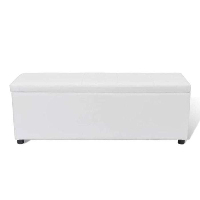 vidaXL Storage Ottoman 118cm Artificial Leather White Bench Stool Organiser