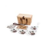 Vibes Barossa 4 Person Natural Wicker Picnic Basket Set Peach